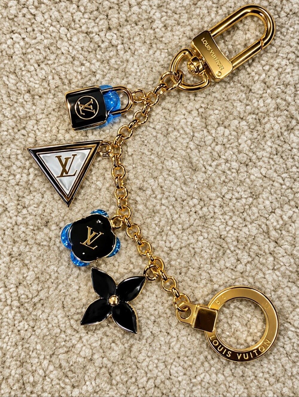 LV Gold and Silver Charm Keychain
